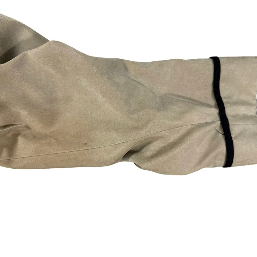 Vintage Tan Hooded Duster Coat Black‎ Piping Maxi Trench Dark Academia Size 10